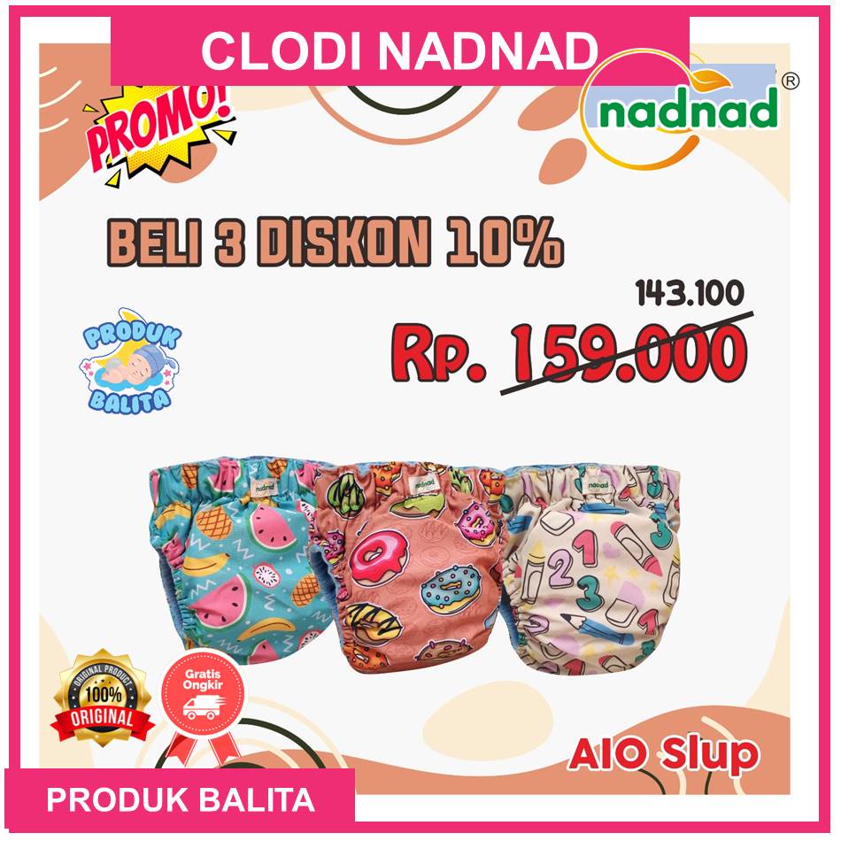 Paket Clodi Celana Slup Hemat NadNad 3 pcs Praktis Langsung Slup All Size