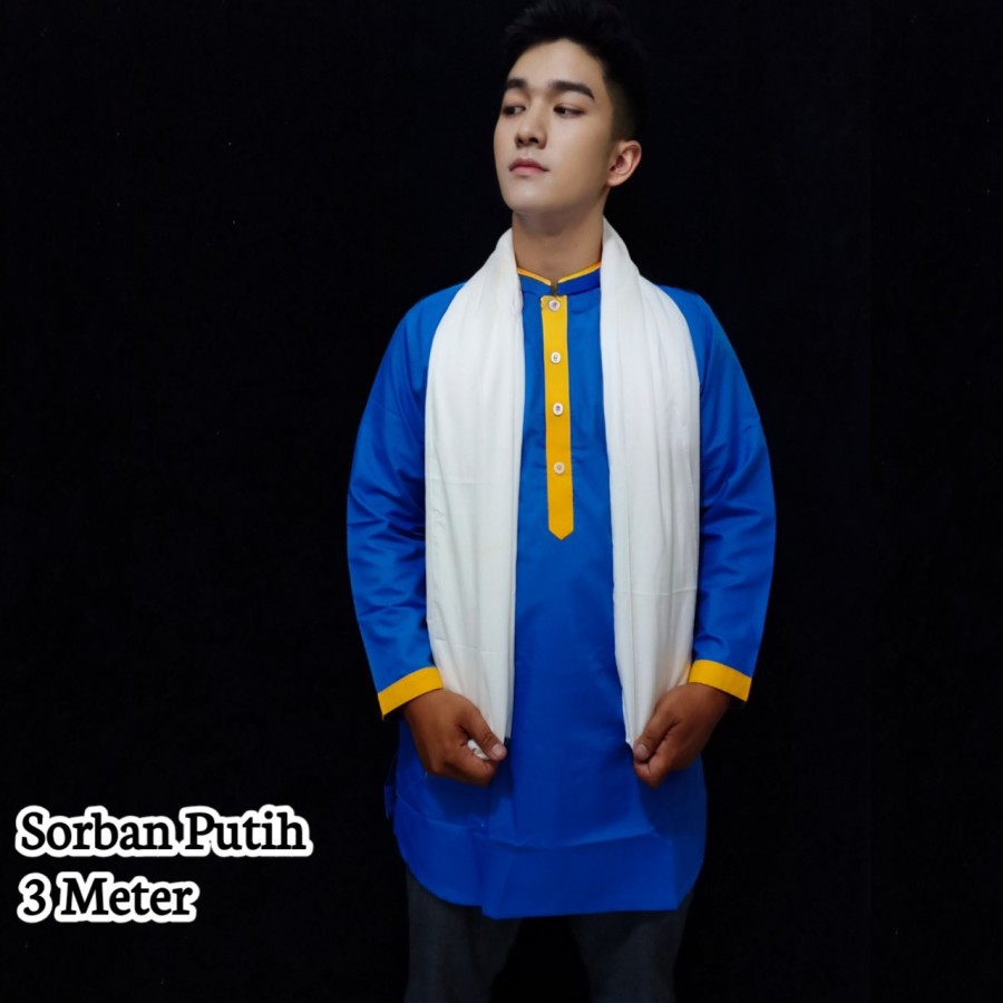 sorban rayon putih panjang 3meter/lebar 1meter sorban habib ustads/bahan katun rayon/bisa COD