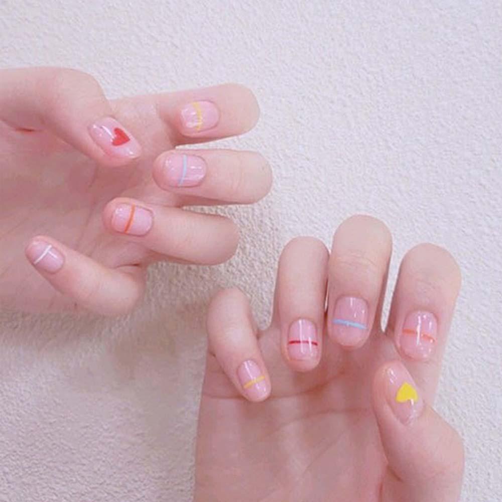 Mxbeauty Cinta Hati Stiker Kuku Gaya Jepang Slider Decals Perekat DIY Nail Art Aksesoris