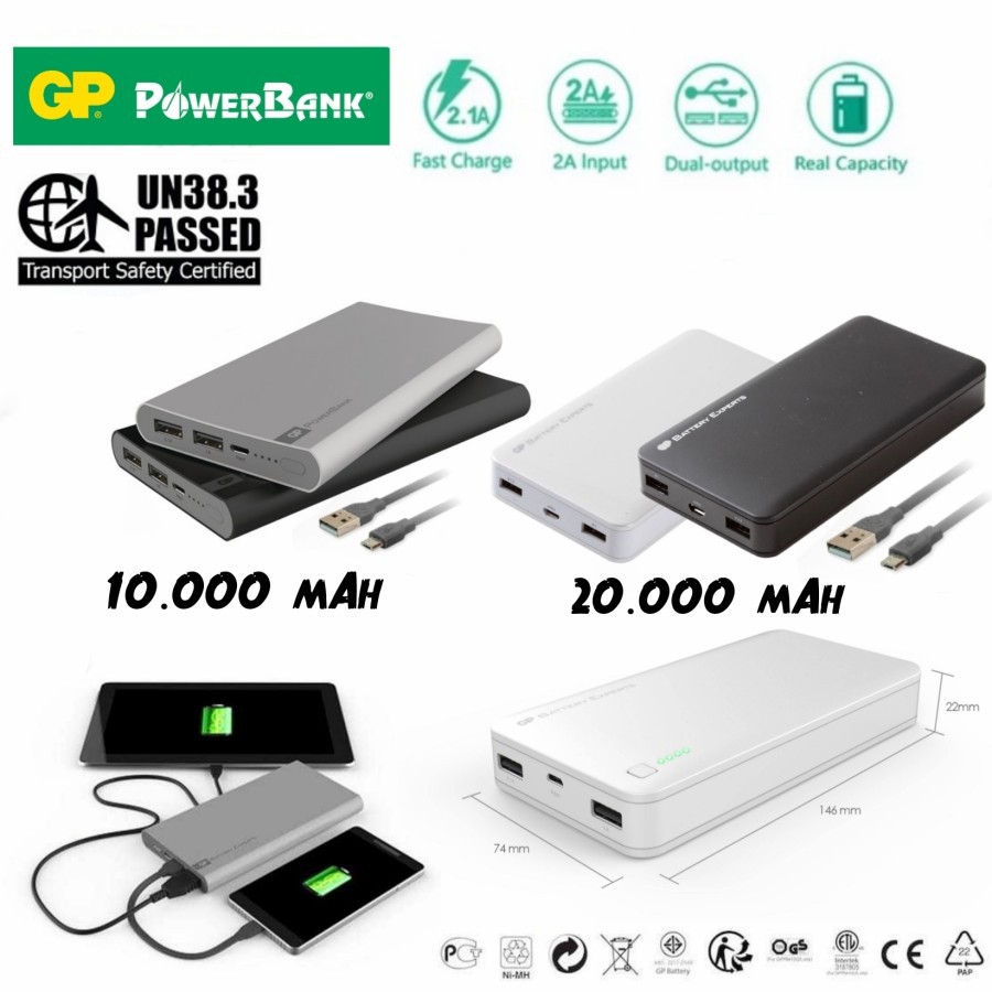 PROMO GP Powerbank Fast Charge Power Bank Dual Output Real Capacity