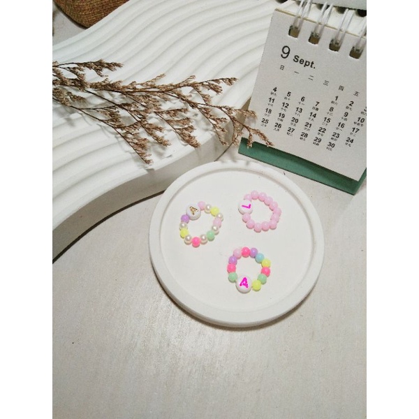 Cincin Inisial nama anak / Cincin manik Ring beads