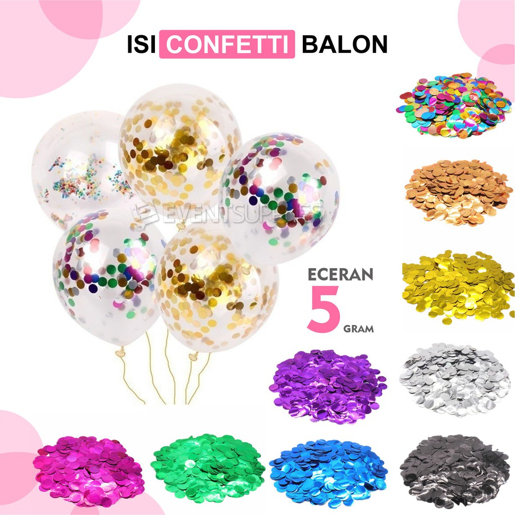 Isi Confetti Balon Tabur Latex Transparan / Bening / PVC Foil Bulat Love[hanya isi]