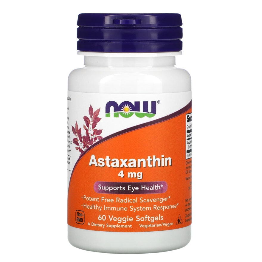 Now Foods Astaxanthin 4 mg 60 Veg Vit Kesehatan Mata Now Astaxathin