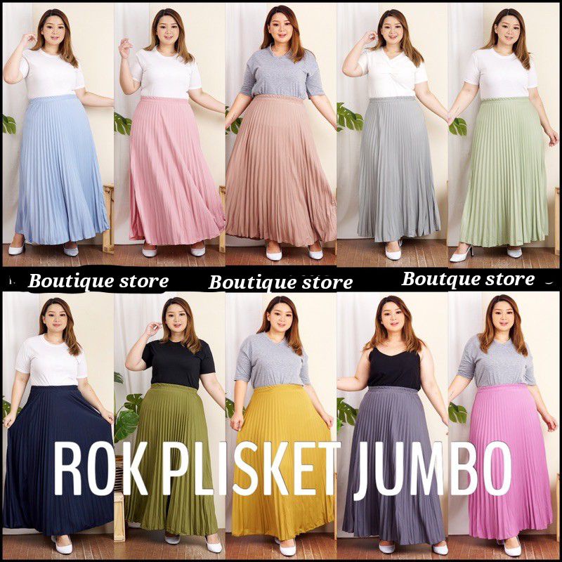 ROK PLISKET WANITA SIZE XXL JUMBO (BIG SIZE) PREMIUM