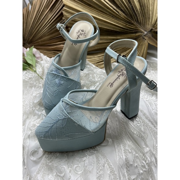 sepatu wanita Rafaizoutfit  Cindy tali babyblue tinggi 12cm tahu