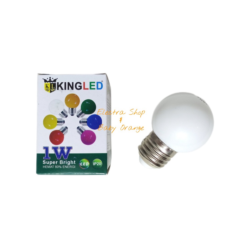 Lampu LED 1 Watt WARNA PUTIH BULB Bohlam Bola KINGLED