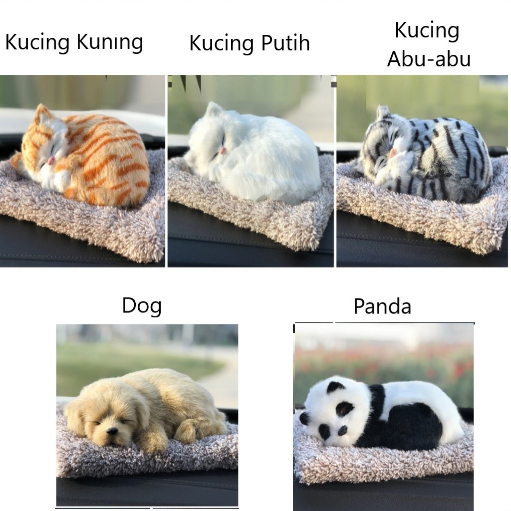 Pajangan Dashboard Arang Bambu Kucing,Dog,Panda | Penghilang Bau Mobil Hiasan Premium