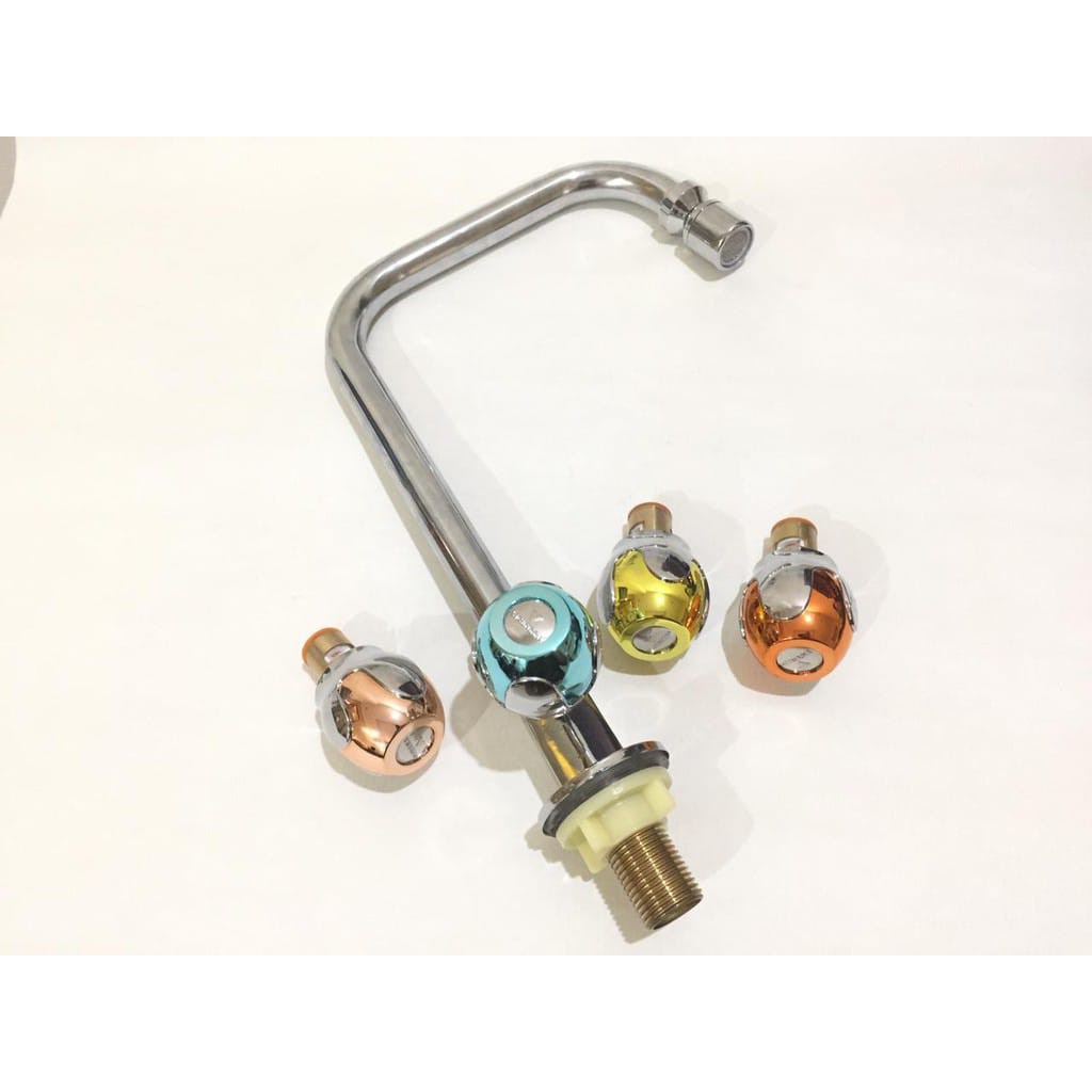 Kran Cuci Piring Kran Sink Meja/Tanam Spout Bulat {L} Stainless 1/2Inch Pegangan Bulat Warna