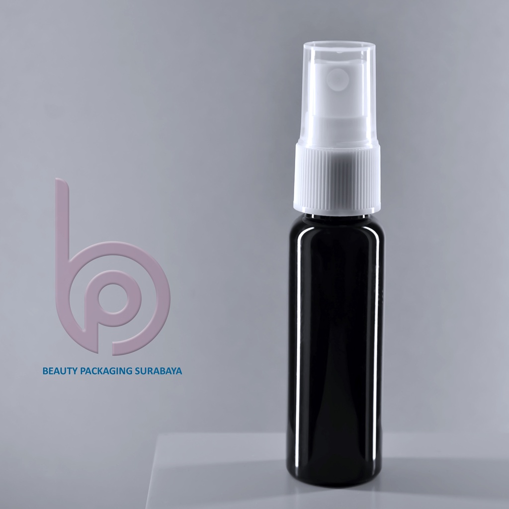 Botol Plastik PET 27ml BR Hitam Tutup Spray