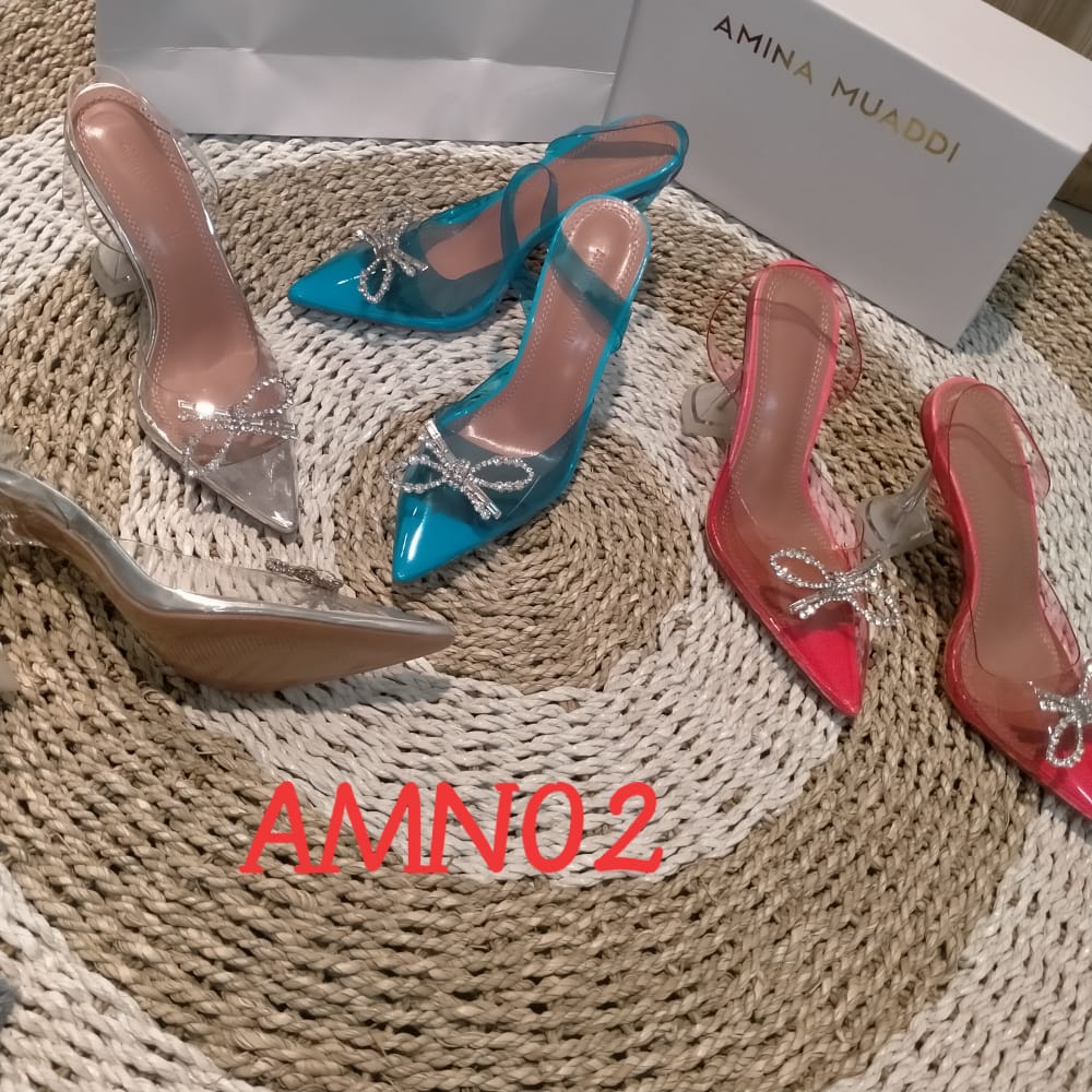 HEELS Kaca TRANSPARAN amina muaddi 01 &amp; 02 heels 9cm