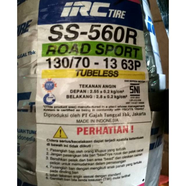 BAN LUAR TUBELESS 130/70-13 IRC