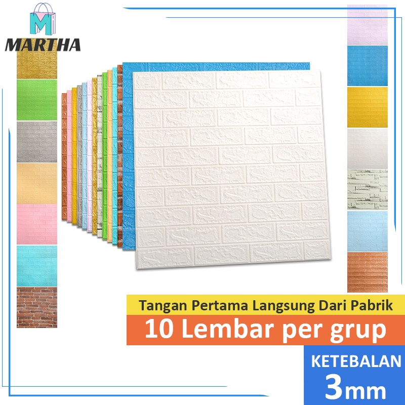 1 Wallpaper Dinding 3D 1Paket 10pcs 70cm x 77cm  Foam Timbul  Dekorasi Dinding Putih Bata CLASSIC wallpaper foam-8
