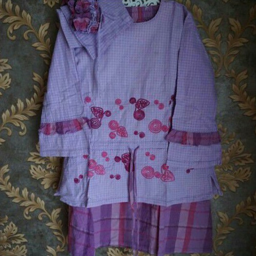 Set Baju Muslim KEKE Warna Ungu Anak Cewe Perempuan