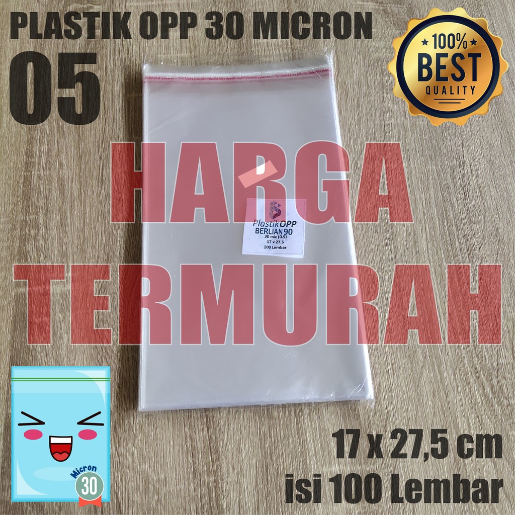 PLASTIK OPP TEBAL 17 x 27,5 cm 30 Micron (0,5) PLASTIK KEMASAN / PLASTIK GARMENT