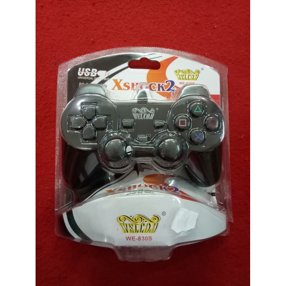 Game Pad USB SINGLE WELCOM XSHOCK2 BLACK - Single Joystick (WE-830S)