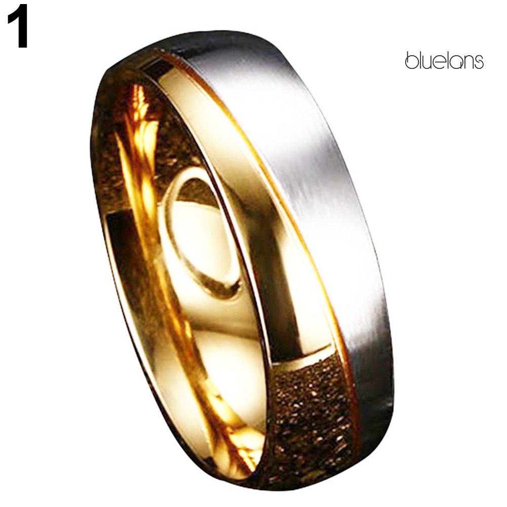 Bluelans Fashion Gold Plated Titanium Steel Lover Ring Wedding Band Bridal Jewelry Gift