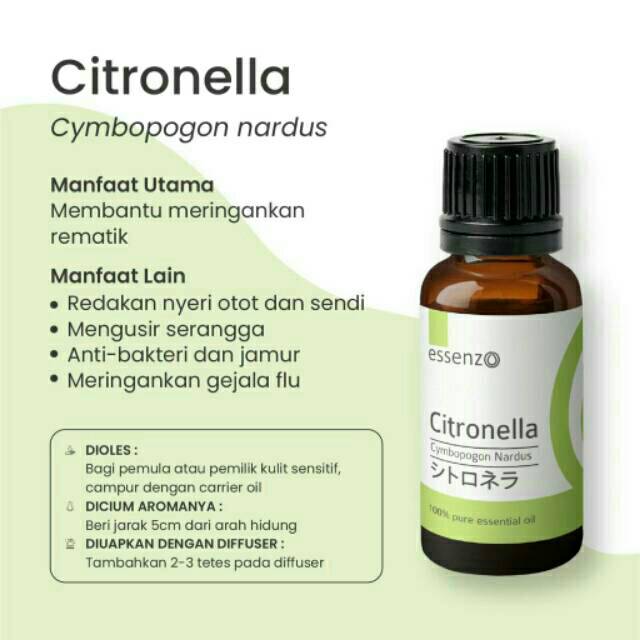 Essenzo Citronella Essential Oil 10ml (redakan rematik) terbaru termurah