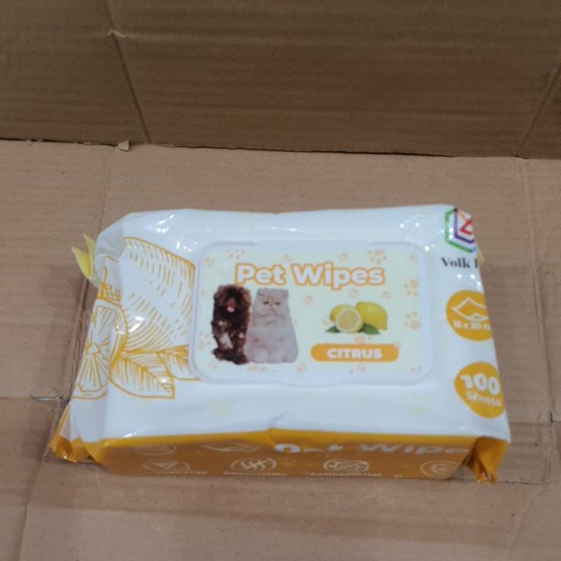 PET WIPES CAT DOG 15x20cm - 100 Sheets Tissue Tisu Basah Hewan