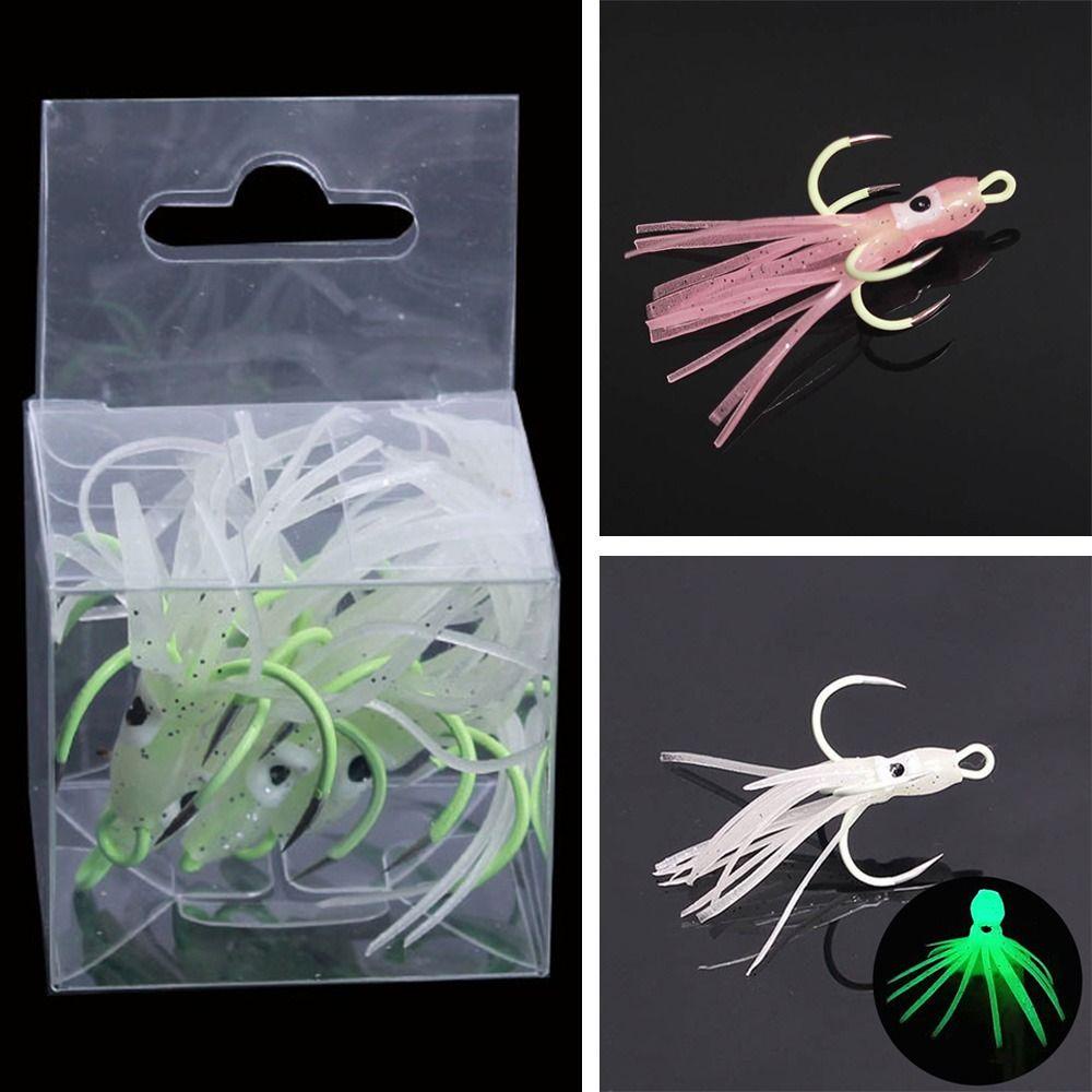 Top 4pcs Umpan Gurita Air Asin Portable Fishing Tackle Night light Four Hook Claw Hooks