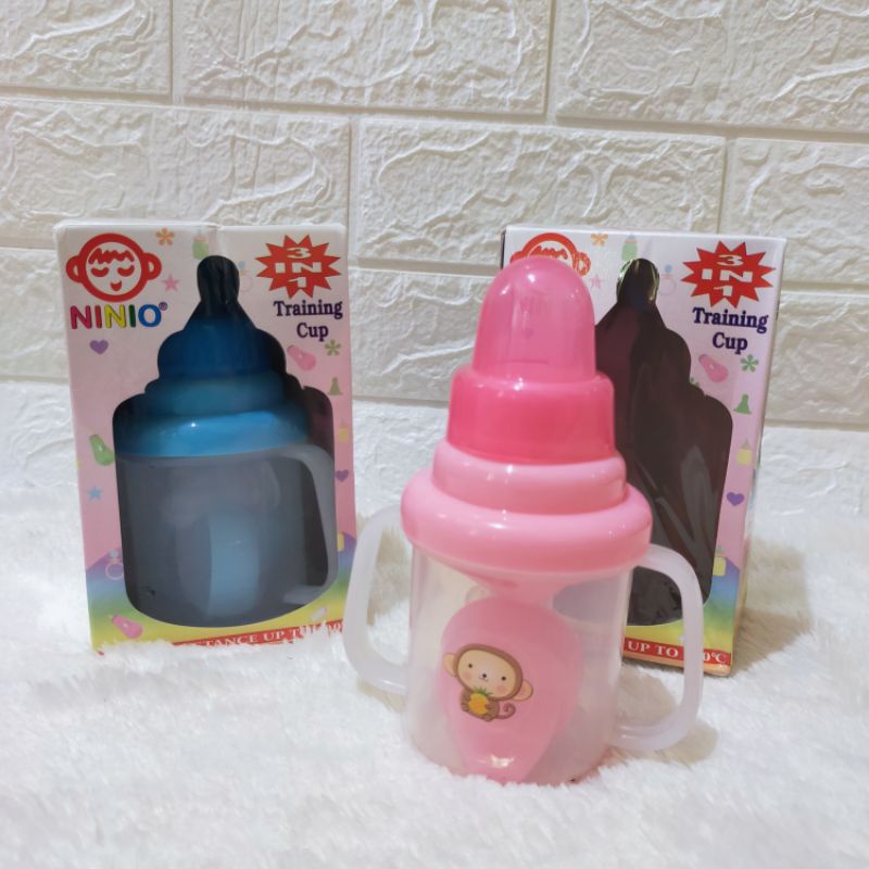 Training Cup Ninio 3in1 BPA Free Strow Spout Nurshing Nipple Cangkir Sedotan Tempat Minum Anak