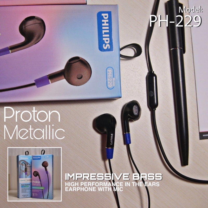 HEADSET PHILIPS PH229 IMPRESSIVE PURE BASS PREMIUM HF PHILIPS PH 229