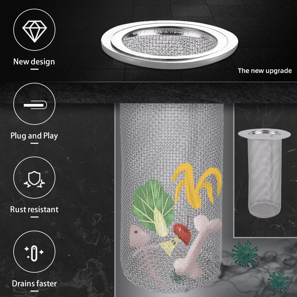 Saringan Rambut Multifungsi Bahan Stainless Steel Untuk Wastafel Dapur / Kamar Mandi