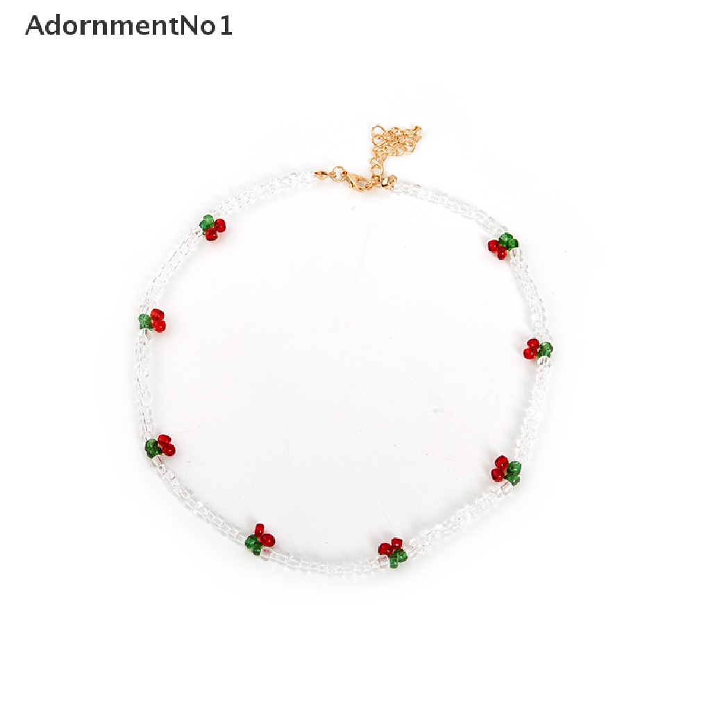 (AdornmentNo1) Kalung Choker Wanita Desain Buah Ceri Transparan Untuk Pesta / Hadiah