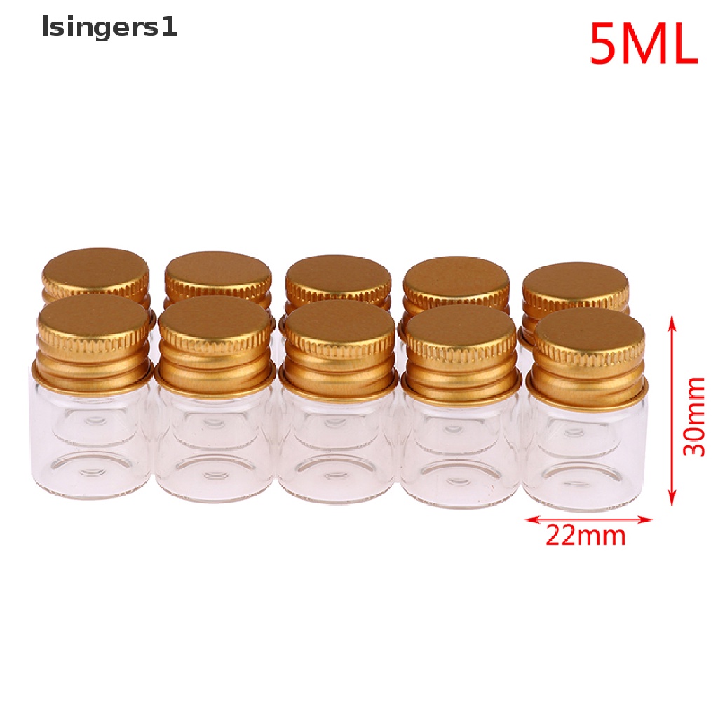 (lsingers1) 10pcs Botol Kaca Kecil 5 / 7 / 10 / 14 / 18 / 20ML Dengan Tutup