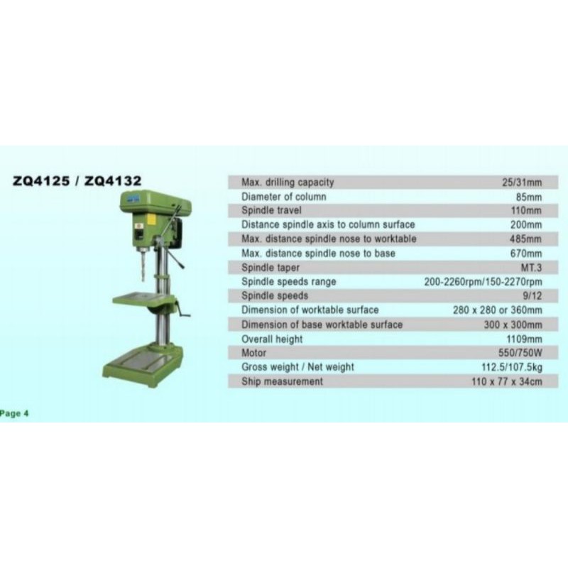 Mesin Bor Duduk 32mm Westlake ASLI