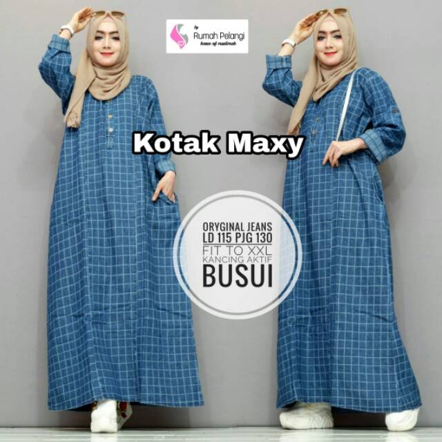 Gamis jeans kotak LD115