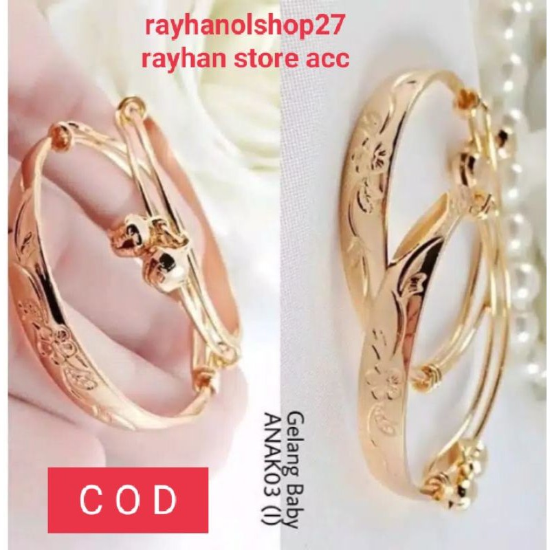 GELANG KERINCING ANAK ANAK 2pcs Mewah lapis emas 22k anti karat