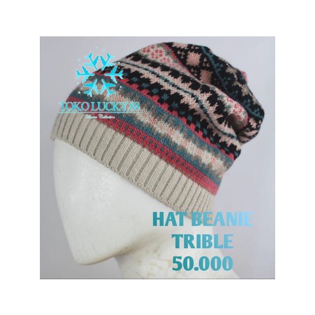 IMPORT Hat Beanie Trible Topi Kupluk Rajut Wool Motif Hat Beanie Trible