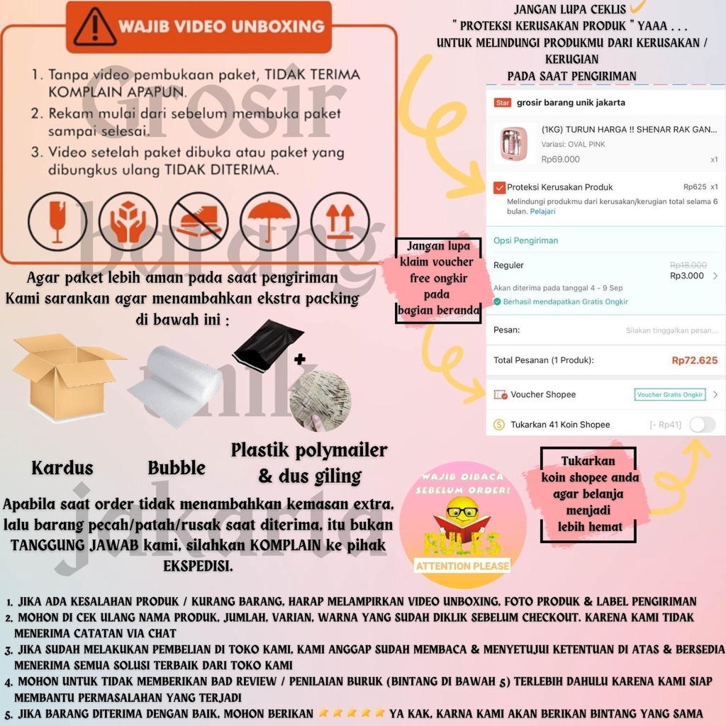 (5KG) SHENAR RAK PLASTIK MULTIFUNGSI/RAK MAINAN ANAK/RAK SUSUN 3 RODA/TEMPAT PENYIMPANAN SERBAGUNA