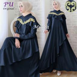 MISKA SYARI (PU) BAJU MAXI DRESS MUSLIM LENGAN PANJANG GAMIS WANITA DEWASA MURAH CEWEK KEKINIAN