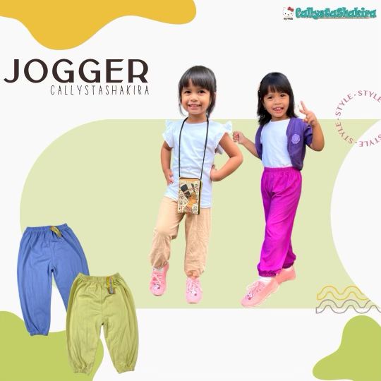 CALLYSTA JOGGER CELANA PANJANG ANAK JOGGER POLOS BAHAN KATUN ADEM 1-12 TAHUN