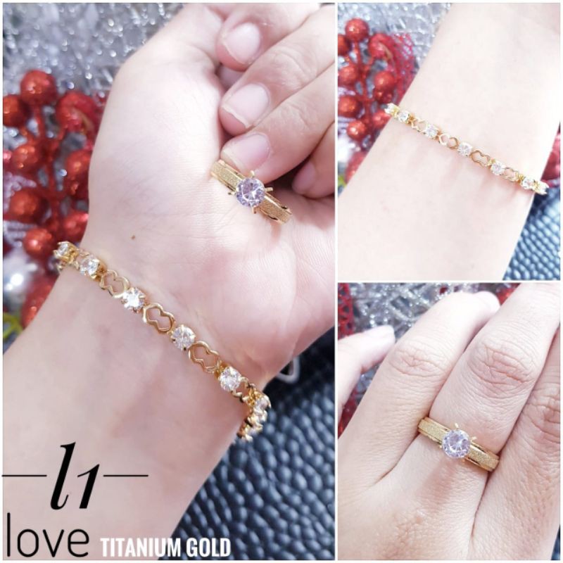 Titanium Gold Set Gelang dan Cincin cantik j224