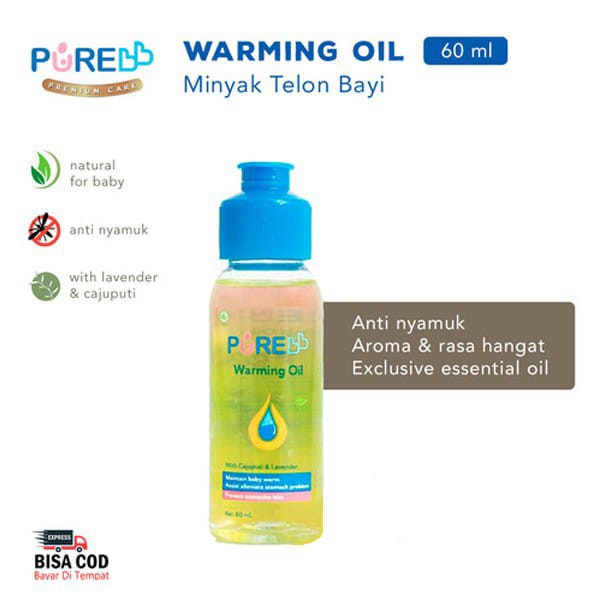 PUREBB/ PUREBABY WARMING OIL 60ML/ PURE BABY/ MINYAK TELON BAYI