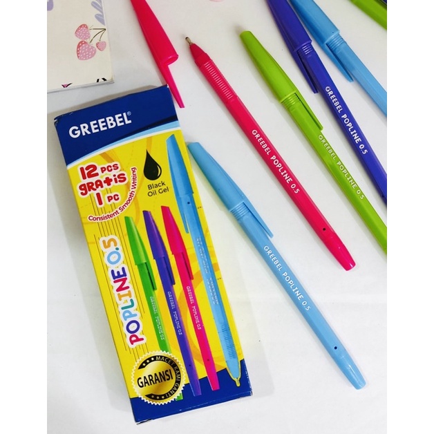 

[12 PCS] GREEBEL PEN BALLPOINT POPLINE 0.5mm BLACK