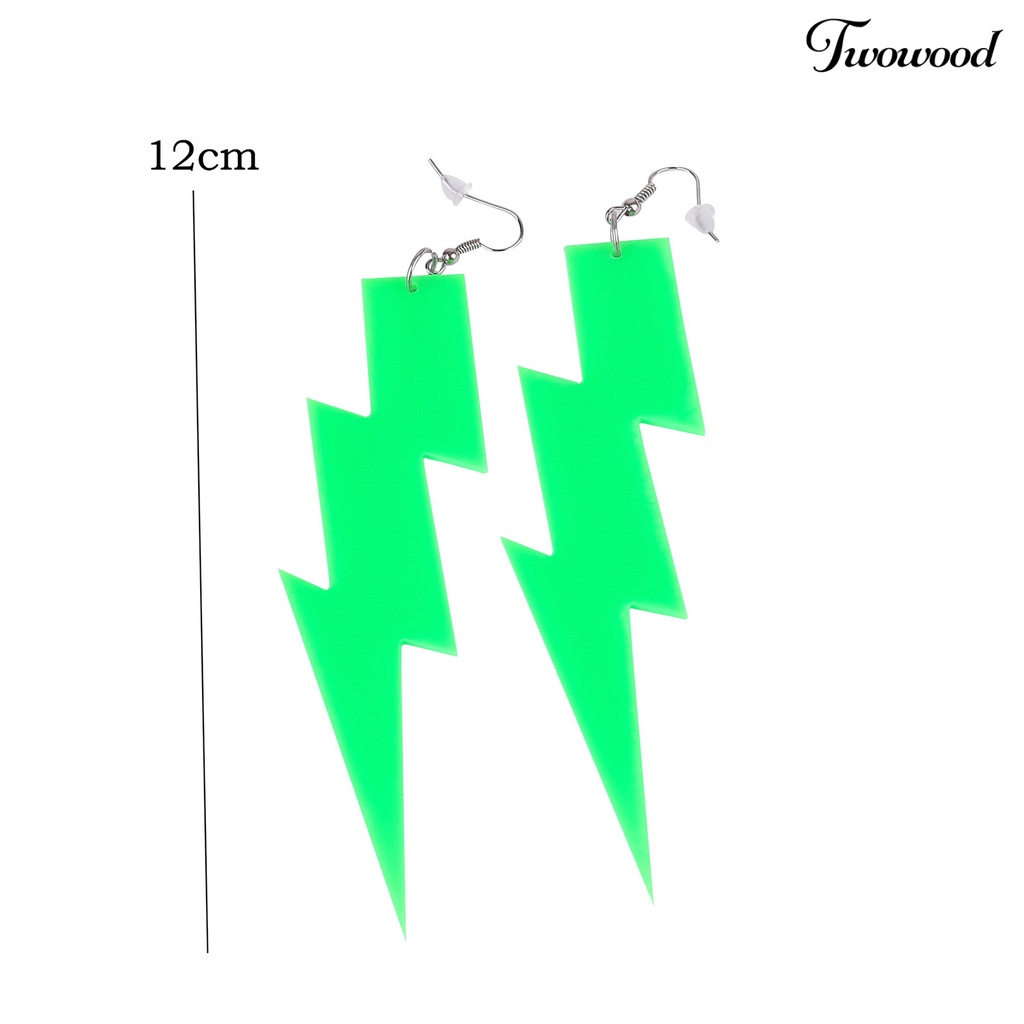 Twowood 1 Pair Dangle Earrings Lightning Shape Fluorescence Jewelry All Match Lightweight Hook Earrings for Daily Wear