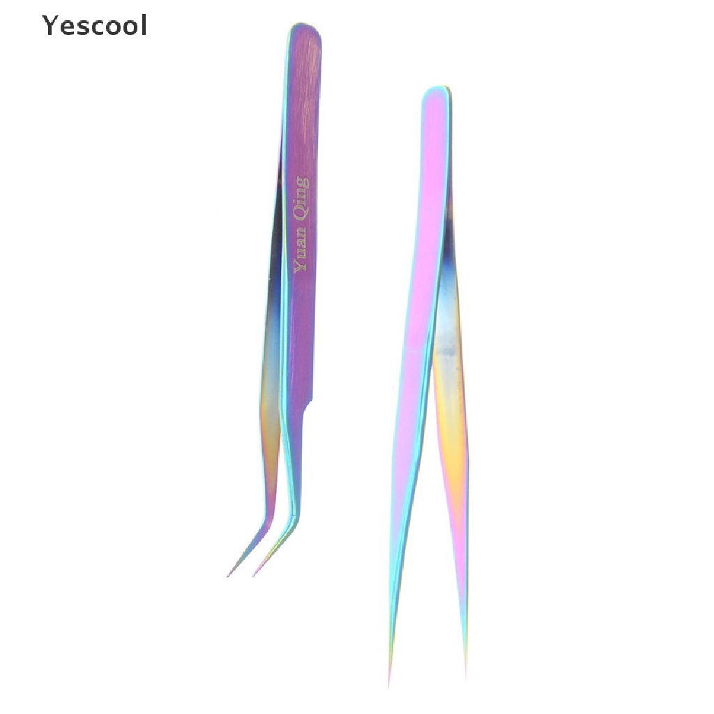 Yes Pinset Stainless Steel Warna Pelangi Untuk Mengambil Berlian Imitasi Stiker Kuku