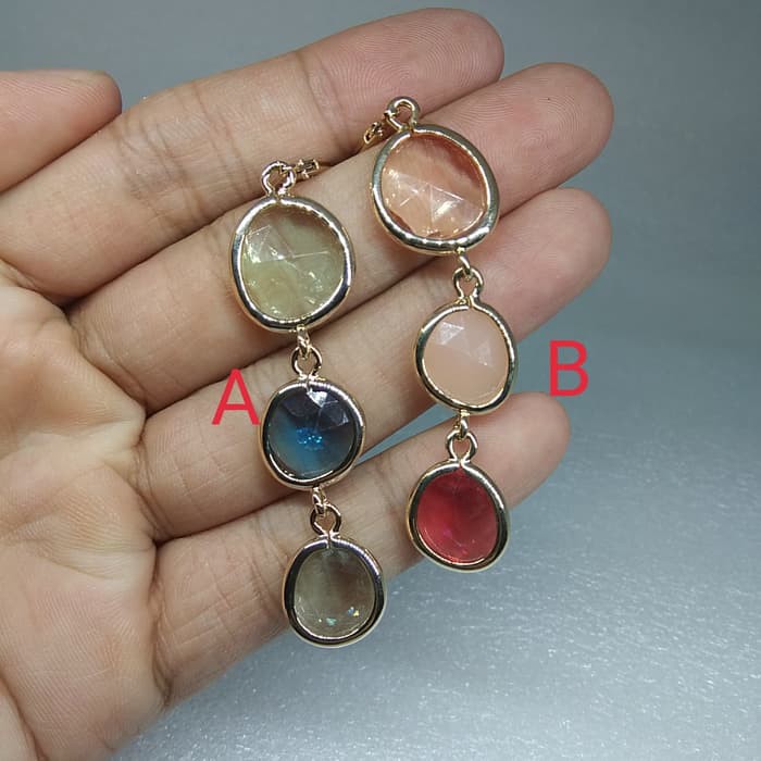 ANTING PANJANG BATU BIRU DAN PINK XT023
