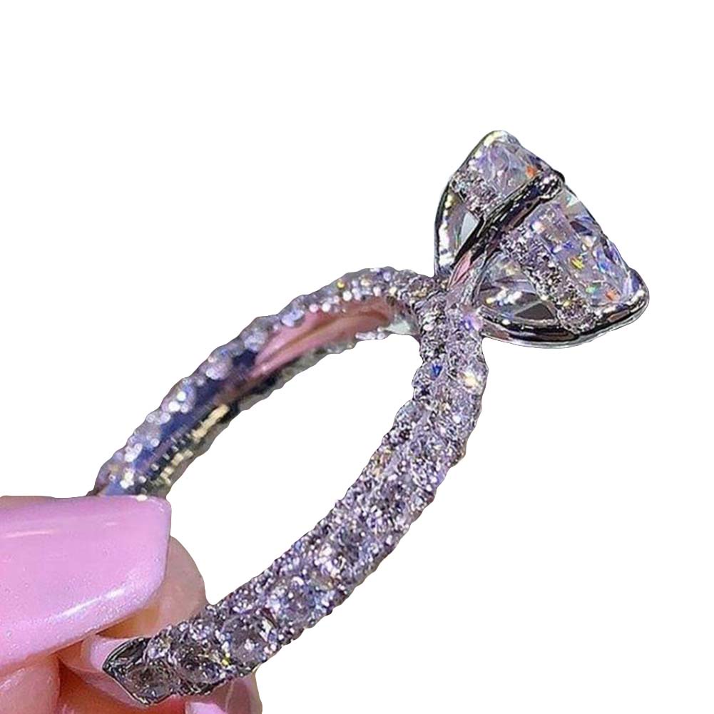 Hu Hu Hu Hu Hu Alat Bantu Pasang Kacamata♡ Cincin Wanita Hias Berlian Imitasi Bulat Glitter Untuk Pernikahanhadiah