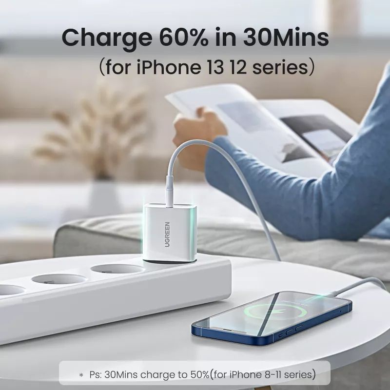 Ugreen 20W Charger iPhone Kabel Silicone Tipe C to Lightning Untuk iPhone 13 12 11 8 XR XS SE Pro Max 7 6 Plus