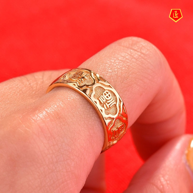 [Ready Stock]Elegant Golden Ring Temperament Personality