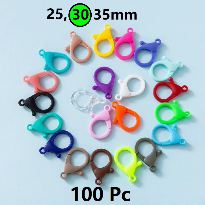 Kaitan Kokot Udang Plastik Claps Plastik Uk 30mm Warna/i Doff Harga/100Pc