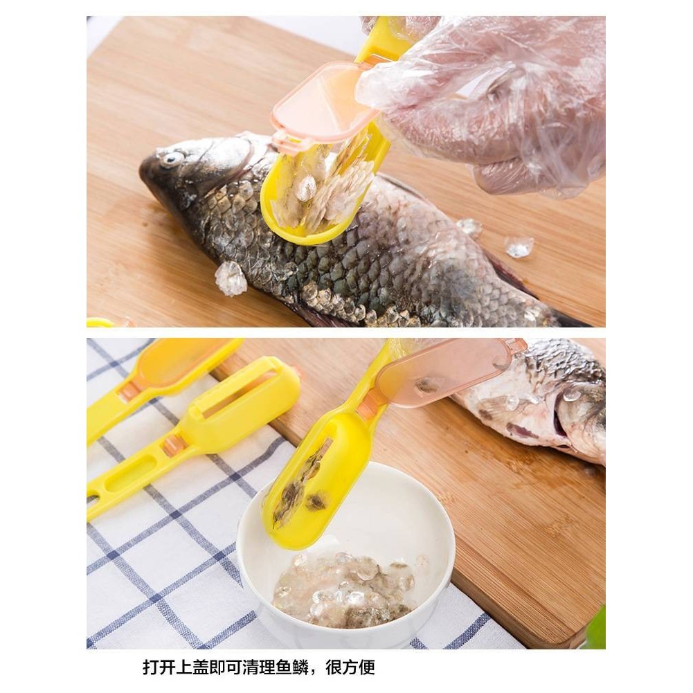 Alat Pembersih Sisik Ikan Kerok Peeler Pengupas Praktis Fish Scale Skin Scrapper Anti Berantakan-4