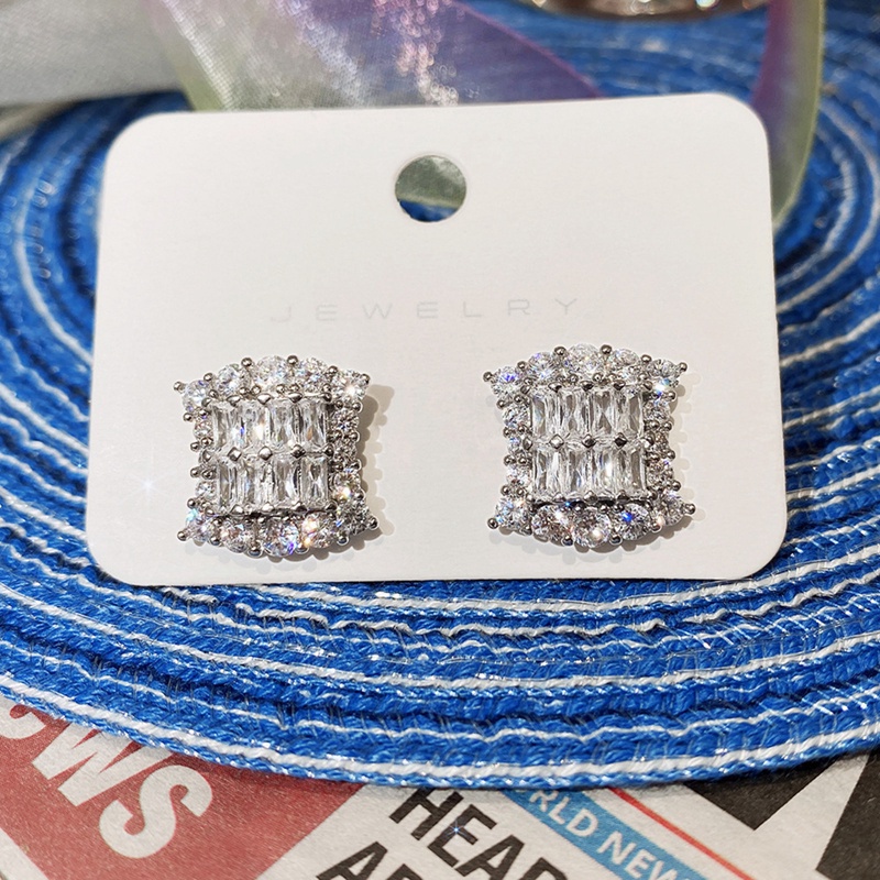 Fancyqube Anting Stud Cubic Zirconia Kristal Serbaguna Untuk Aksesoris Wanita