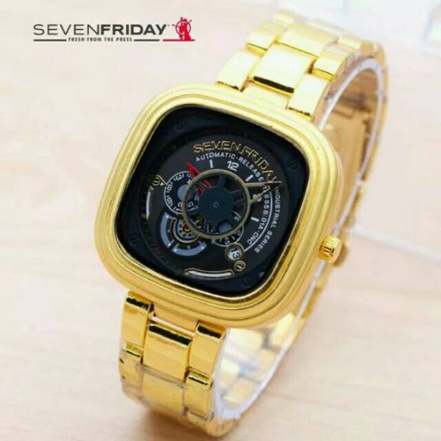 JAM TANGAN WANITA SEVENFRIDAY RANTAI GOLD BLACK TANGGAL UDAH PAKAI BOX