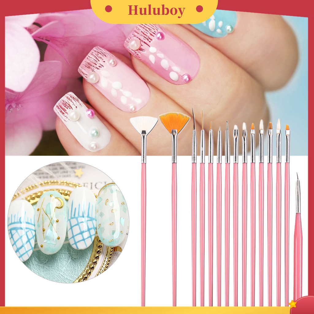 Huluboy Huluboy♡ 15 Pcs Pen Liner Bahan Plastik Mudah Digunakan Untuk Salon Nail Art