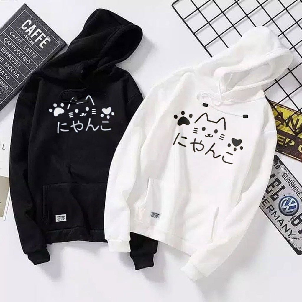 Parisdivarious Sweater Hoodie Jemper Kucing Lucu Bahan Fleece Size S - XXL (Pria &amp; Wanita)